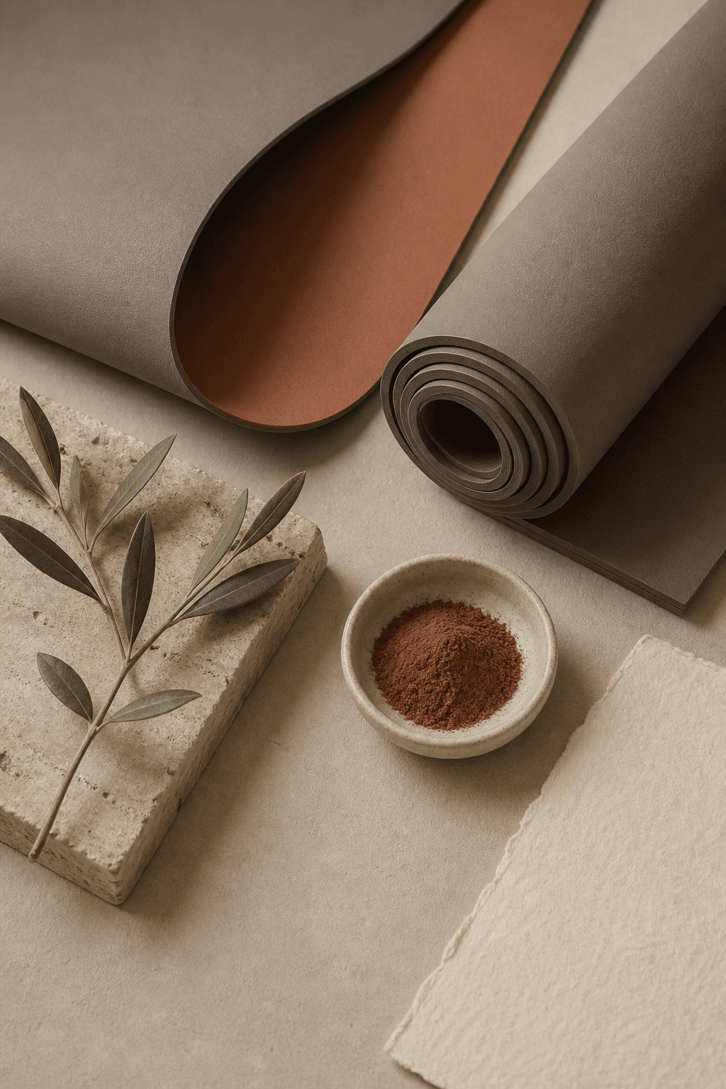 Matières du tapis Yogaé — surface mate et pigments
